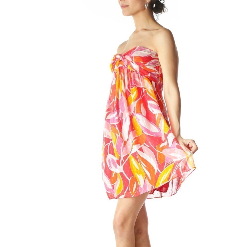 Multicolor Printed Embossed Halter Dress - Picture 2 of 3
